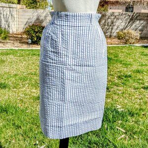 Liz Claiborne Collection Women's Sz 8 Seersucker High Waisted Maxi Zip Skirt GUC